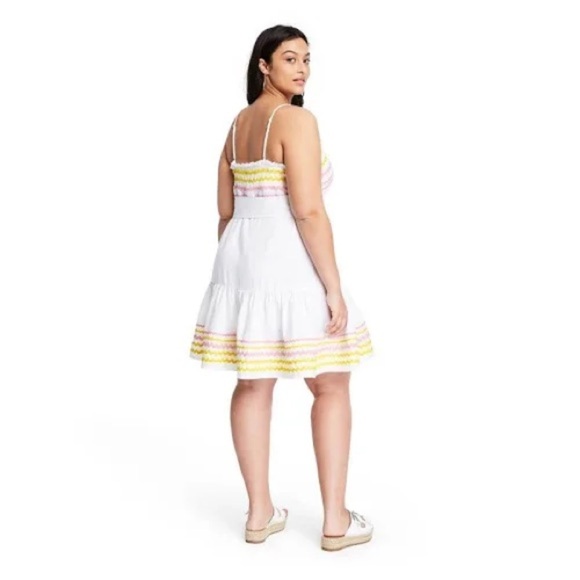 Lisa Marie Fernandez X Target Dress Ric Rac Sleeveless Mini White Yellow Pink S - Picture 14 of 14